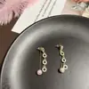 Brincos Longos Elegantes com Strass Joias Coreanas Simples Brilhantes Bola de Diamante Brincos com Franja Brincos Circulares em Forma de O para Mulheres