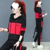 Novo Conjunto Esportivo de Corrida Moda Primavera e Outono Feminino Casual Fino Estilo Coreano Moletom Solto com Capuz Tamanho Grande Conjunto de Duas Peças