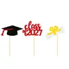Temporada de Graduación Gorra de Licenciatura Tarjeta para Pastel Temática de Graduación Empaque para Hornear Inserto de Taza de Papel Tarjeta para Postre Bandera Decorativa