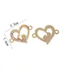 Colar Pingente Anel Duplo Coração de Pêssego Acessórios para Joias DIY Pulseira de Amor Contas Micro Diamante em estoque Atacado