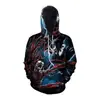Nuevo Suéter Casual con Capucha 3D Estampado Digital de Halloween Europeo y Americano 2024 para Hombre, Holgado, Sudadera con Capucha para Pareja