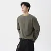 Camiseta de algodão listrada de manga comprida para homens e mulheres, camisa henley de manga comprida com corte solto, conjunto relaxado e casual para casais com design listrado moderno