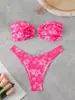 Bikini de dos piezas con estampado floral estilo europeo nuevo 2027 para mujer Conjunto de bikini de playa Traje de baño dividido