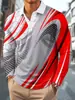Camisa polo masculina casual com estampa, manga longa, importada, digital, cor bloco Amazon, moda masculina