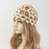 Chapéu Trançado Flor de Strass Estilo Boêmio Leve Respirável Lenço de Cabeça Crochê Feito à Mão Chapéu Turbante Artístico Retrô