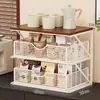 Estante de almacenamiento de escritorio para sala de estar, estante de almacenamiento tipo cajón para cafetera, caja de almacenamiento multicapa para snacks y tazas para cocina