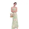 Transfronterizo 2026 Verano Nuevo Estilo Coreano Elegante Ajustado Vacaciones Sin Mangas Floral Largo Vestido para Mujeres