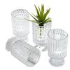 Estilo nórdico estilo francês retro luz luxo em relevo mesa de jantar transparente vaso de vidro alto avançado sentido vento lâmpada vaso de vidro