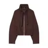 Ropa de otoño nueva para mujer estilo europeo y americano, versátil para ir al trabajo, diseño holgado, cuello alto, manga larga, chaqueta corta