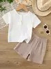 Conjunto de Bebê Verão Meninos e Meninas Fio de Algodão Camiseta de Manga Curta Shorts Crianças