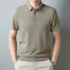 Camisa Polo de Verano Camiseta de Manga Corta para Hombre Malla de Seda de Hielo Sensación Fresca Ajustada Jacquard Cuello Polo Top de Media Manga