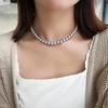 Collar de Perlas de Mar Profundo de 8 mm Collar Choker de Perlas Gris Platino para Mujer Estilo Básico