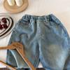 Ropa de Jeans para Hombre, Mujer y Niños de Primavera y Otoño, Estilo Vaquero para Bebé, Personalidad Infantil, Tendencia Coreana, Tendencia de Internet, Pantalones de Tendencia con Letras Rotas