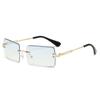 Nuevos Lentes de Sol Cuadrados sin Montura de Borde Cortado Personalizados de Moda Tendencia Moda Europea y Americana Popular Estilo Callejero Lentes de Sol Degradados