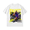 Camiseta de Manga Corta Estampada Vintage de Baloncesto Callejero Americano Top Lavado de Media Manga Tendencia para Hombre Blanco Negro Flor Frita Negro