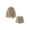 Traje de Mujer a la Moda 2026 Verano Elegante Adelgazante con Volantes Cuello Halter Sin Mangas y Pantalones Anchos Conjunto de Dos Piezas Tendencia