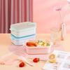 Caja cuadrada para conservar alimentos, para almacenar alimentos fríos, frutas y verduras, transparente y calentable en microondas.