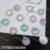 Pingente Pingente Redondo Olho de Gato Imitação Cristal Diamante Gota d'Água Pulseira de Contas DIY Colar Brincos Acessórios de Liga