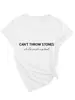 Não Jogue Pedras Amazon Ebay Site Independente Casual Confortável Camiseta Feminina Gola V Manga Curta Comércio Exterior