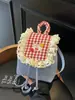 Mochila de Encaje Coreano a Cuadros Transfronteriza 2025 Nueva Nicho Esponjosa con Volantes Mini Mochila de Cuadros de Cereza