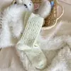 Meias Femininas para Outono e Inverno, Estilo Coreano, Cor Sólida, Fio Pontilhado Colorido, Meias de Cano Médio, Engrossadas, Estilo Japonês, Meias Longas Quentes, Atacado