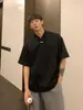 Camiseta de Verano 2025 Nueva de Alta Gama con Cuello en V de Manga Corta para Hombre Holgada Talla Grande Texturizada de Media Manga Top de Moda para Hombre