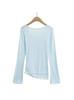 Nuevos Tops de Mujer Primavera y Verano 2025 que Resaltan la Figura, Cuello Cuadrado Elástico, Mangas de Campana, Pliegues Laterales, Camiseta con Abertura, Casual