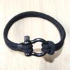 Pulsera tejida a mano con cuerda Amazon Milán, pulsera con hebilla de herradura de acero inoxidable, pulsera negra con hebilla de herradura para hombre