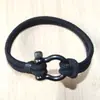 Amazon Más Vendido Transfronterizo Pulsera Sencilla Tejida a Mano con Cuerda de Milán Pulsera con Hebilla de Herradura de Acero Inoxidable para Hombre Negro