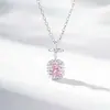 Colar TikTok Live de Prata Esterlina S925 para Mulheres com Pedras Preciosas Coloridas, Corte Radiante, Corte Flor de Gelo, Zircônio, Diamante de Alto Carbono, Corrente para Clavícula, Joias de Prata