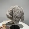 Bonito Gorro de Orejas de Conejo de Piel Sintética Colorblock para Mujer Otoño Invierno Resistente al Frío Cálido con Orejeras Peludas Gorro Tipo Gorro Adelgazante