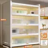 Estantería de almacenamiento de cocina independiente, gabinete de almacenamiento funcional de varias capas para montaje en pared con una encimera de losa de roca para cortar y servir alimentos
