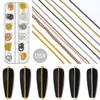 Nueva Joyería Caliente para Uñas ins Cadena Pequeña 12 Cajas Acero Dorado y Plateado Bola de Acero Pegatina Decorativa para Uñas DIY Cadena Metálica