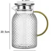 Tetera de vidrio martillado estilo japonés, resistente a altas temperaturas, tetera de gran capacidad para té frío, tetera floral para uso doméstico para infusión en frío