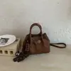 Bolso de Mano de Alta Gama para Mujer, Nuevo Otoño 2026, Bolso Cubo Sencillo y de Moda con Patrón Tejido, Bolso de Hombro Cruzado