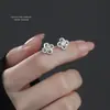 Pendientes de Plata de Ley S999 con Diseño de Trébol de Cuatro Hojas Hueco y Corte Zirconia Francesa para Mujer, Diseño de Nicho, Lujo Accesible y Pendientes de Alta Gama