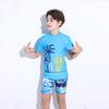 Novo maiô para meninos 2025, conjunto de duas peças com meia manga e estampa casual, secagem rápida, primavera quente