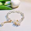 Pulseira Olho de Gato Lua Cinzenta Ins Feminina Pingente de Sino Simples Presente de Aniversário para Namorada Estilo Igual do TikTok Moda Japonesa e Coreana