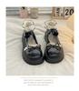 Sapatos Pequenos de Couro Lolita Plataforma Preta Retro Aumentadores de Altura Femininos 2025 Primavera Fivela Laço Sapatos Mary Jane