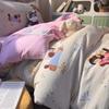 Estilo Ins Kapok Como Nube Hilo Arrugado Estampado Litera de Dormitorio Juego de Tres Piezas para Estudiantes Funda de Edredón de 1.8m Sábanas