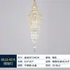 Lustre longo de cristal multicamadas ondulado, luxo leve, adequado para loft de pé-direito duplo, villa e salão grande, luminária oca de ferro