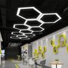 Lámpara de araña LED de oficina, estilo industrial hexagonal simple, lámpara de estilo de gimnasio, decoración creativa para tienda de centro comercial