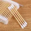 Bastoncillos de algodón desechables para el hogar con palitos de madera de doble punta para limpieza de oídos, eliminación de maquillaje y limpieza de belleza