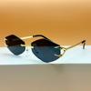 Gafas de Sol sin Marco con Gancho de Garra Europeo y Americano Transfronterizas 2025 Nuevas Gafas de Sol Poligonales Personalizadas Gafas de Sol de Alta Gama Modernas
