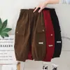 Calça Cargo Casual Masculina 2025 Nova Outono Outdoor, Calça Jogger Estilosa Estilo Coreano para Crianças Pequenas, Moderna e Descolada