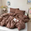 Estilo INS color sólido algodón puro algodón lavado artículo individual funda de edredón funda de edredón 100% algodón juego de tres piezas estudiante doble juego de tres piezas ropa de cama