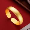 Xiaohongshu Pulsera Abierta de Cobre Cubierta de Oro Liso con Sutra del Corazón de Oro Antiguo Ancho de 12 mm Oro Arena Retro Anillo Liso Pulsera Grande
