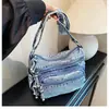 Bolsa Transversal Jeans Nova Estilo Transfronteiriça, Fashion e Versátil, Bolsa de Ombro Multicamadas de Grande Capacidade, Bolsa Tote para Atacado