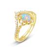 Anillo de ópalo estilo corte retro japonés, nuevo, plata de ley S925, chapado en oro, diseño de nicho, exclusivo transfronterizo.
