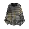 Sudadera de Rayas con Cuello Redondo para Hombre, Nueva de Otoño 2026, Top Holgado Casual de Manga Larga, Estilo Básico Simple Versátil de Moda